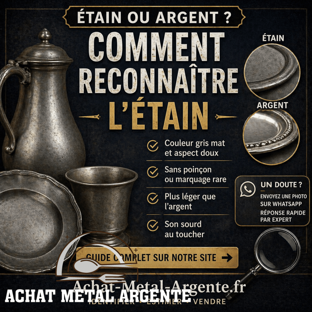 Comment reconnaître l’étain et le différencier de l’argent massif sur des objets anciens avec exemples visuels