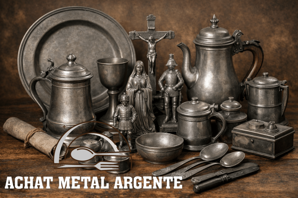 objets en étain anciens assiettes pichets figurines estimation valeur étain